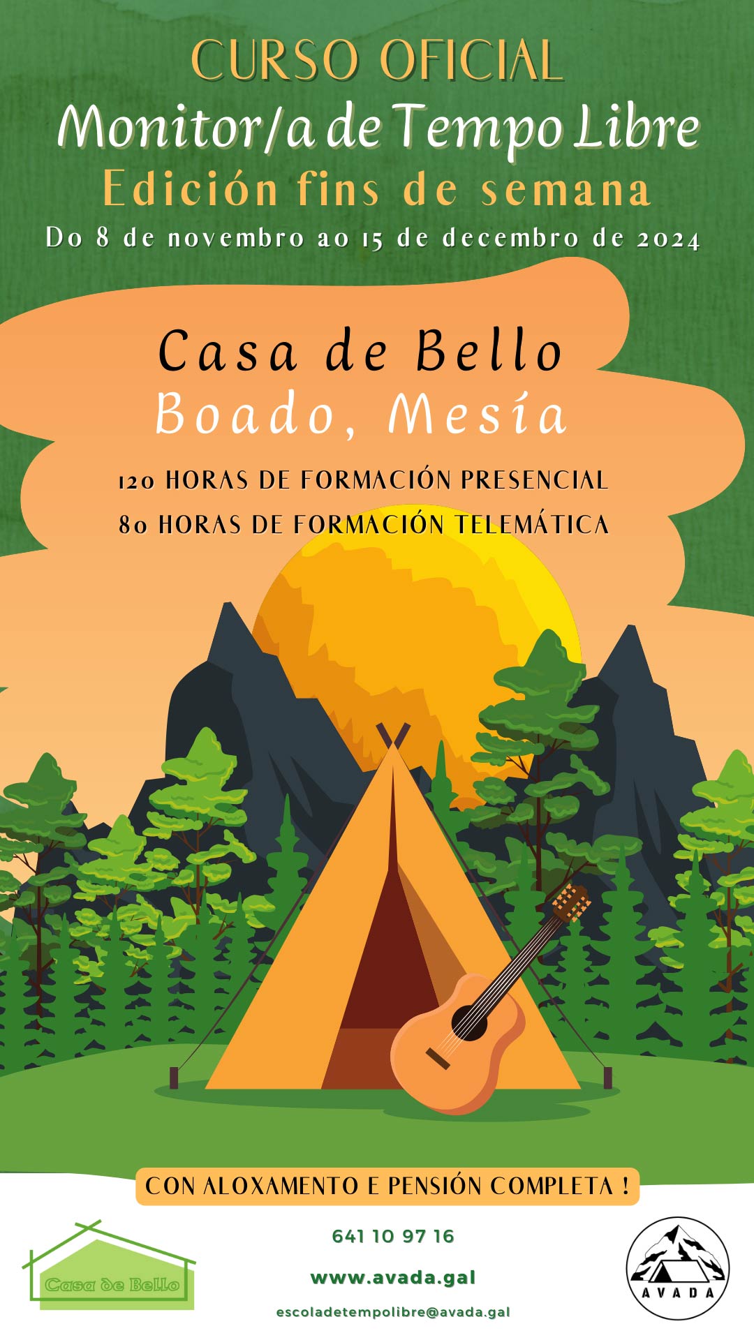 Curso oficial de Monitor/a de Tempo Libre edición fins de semana de outono AVADA